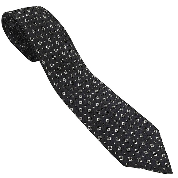 St Michael Mens Silk Neck Tie Blue Gold Red Geometric Dressy Necktie Made in UK - Picture 2 of 8